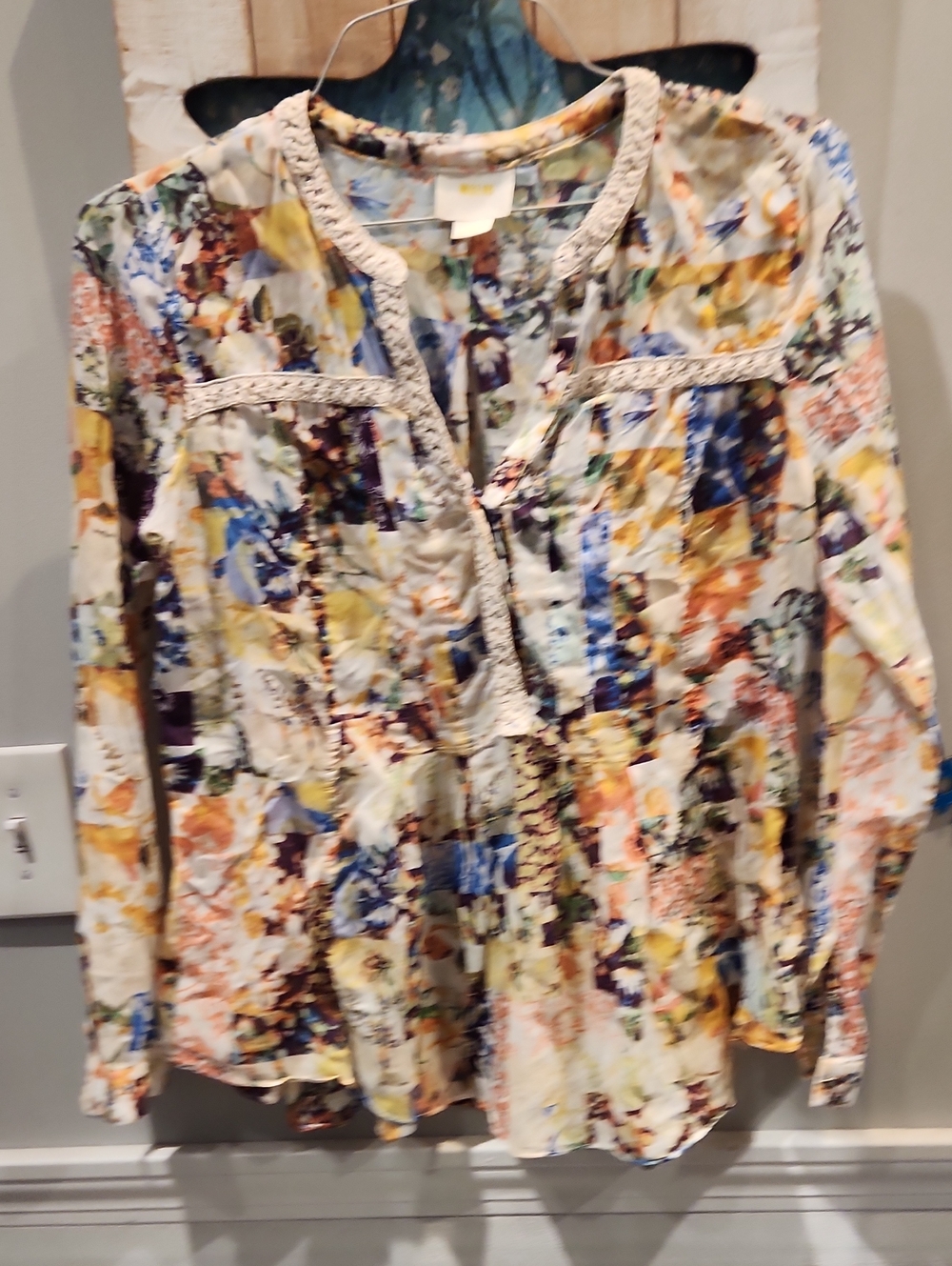 Maeve Multicolor Floral Print Long-Sleeve Blouse Sz 6
